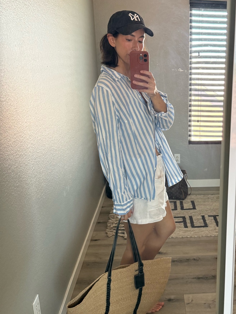 Blue & White Striped Button-Up Shirt